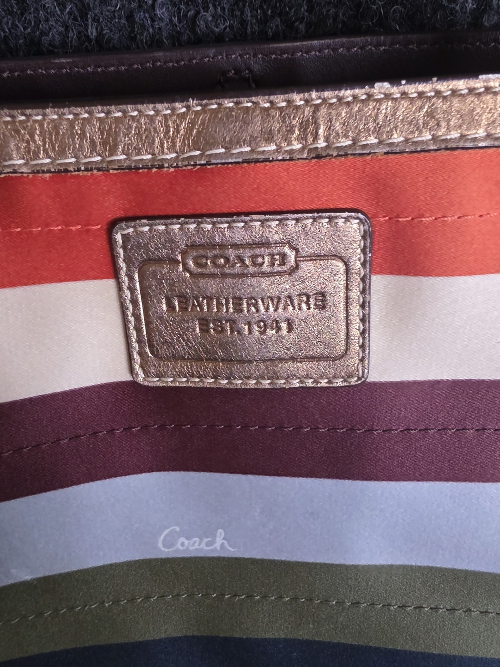Coach Multicolor Legacy Stripe Tote Bag - Gold Trim - Picture 2 of 15
